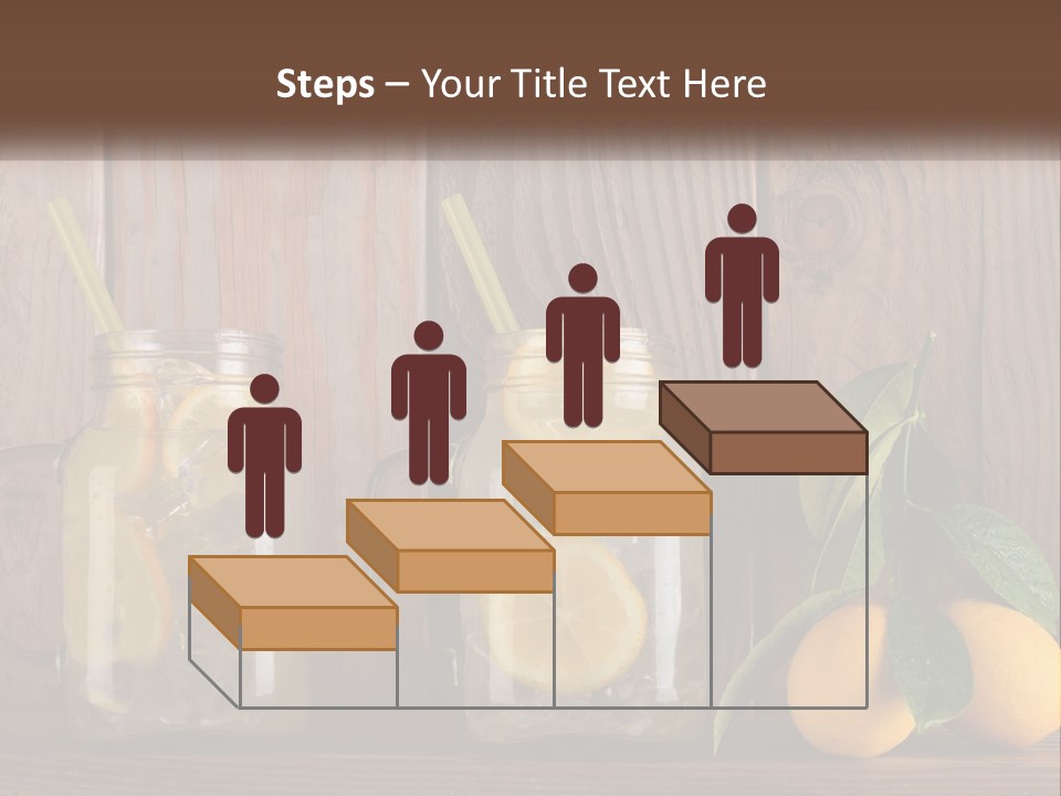 Two Mason Jars With Lemons And Mints On A Wooden Table PowerPoint Template