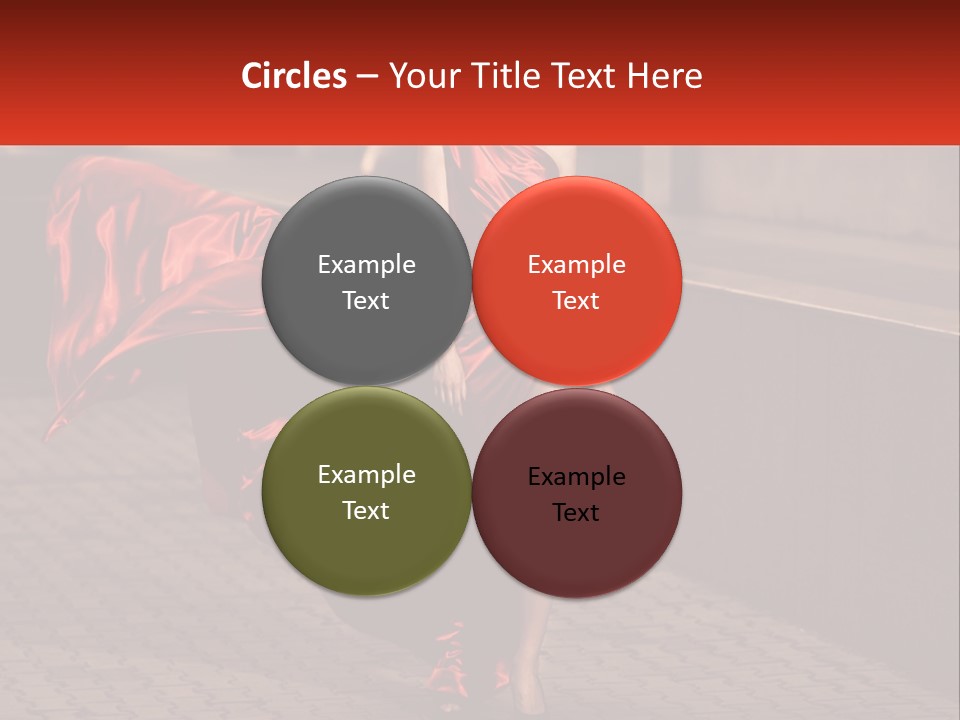 A Woman In A Red Dress Is Walking Down The Street PowerPoint Template