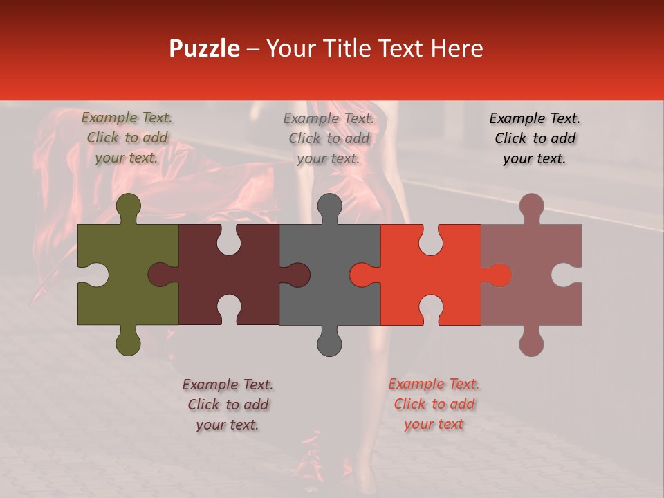 A Woman In A Red Dress Is Walking Down The Street PowerPoint Template