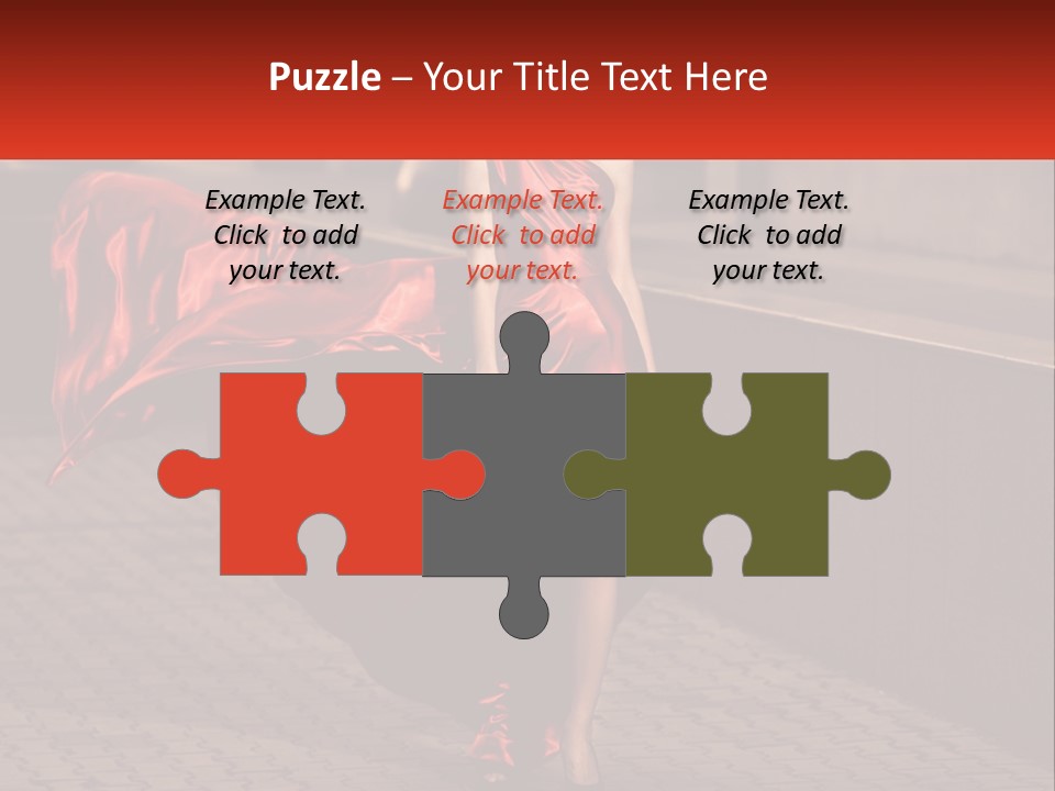 A Woman In A Red Dress Is Walking Down The Street PowerPoint Template