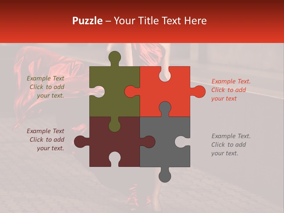 A Woman In A Red Dress Is Walking Down The Street PowerPoint Template