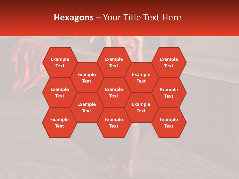 A Woman In A Red Dress Is Walking Down The Street PowerPoint Template