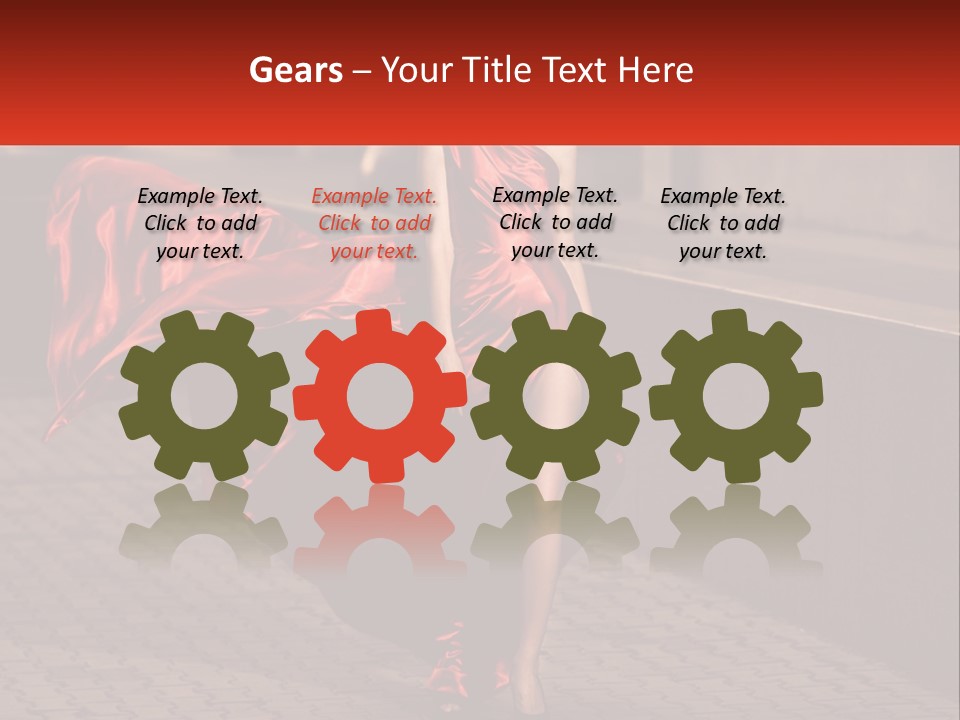 A Woman In A Red Dress Is Walking Down The Street PowerPoint Template