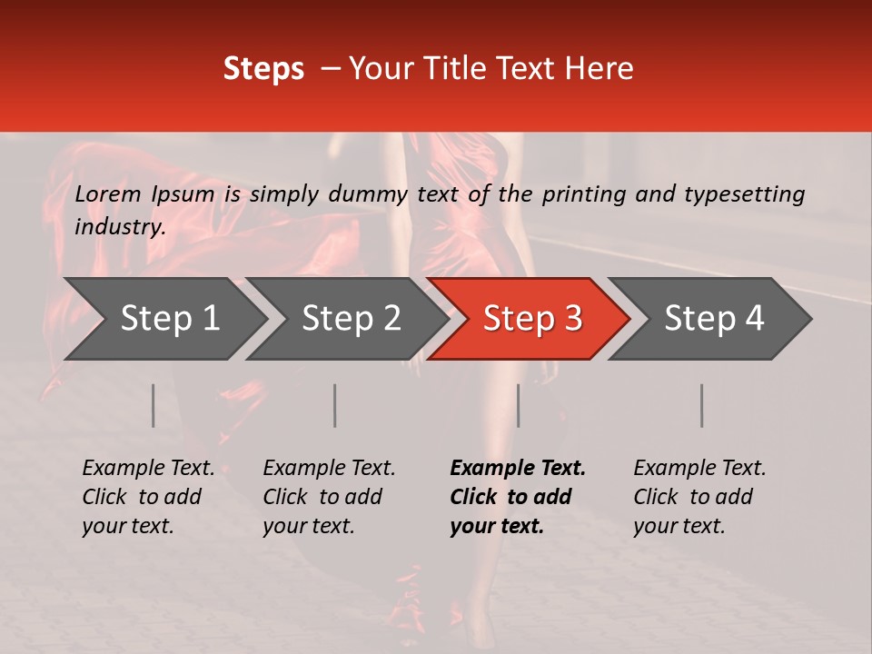 A Woman In A Red Dress Is Walking Down The Street PowerPoint Template