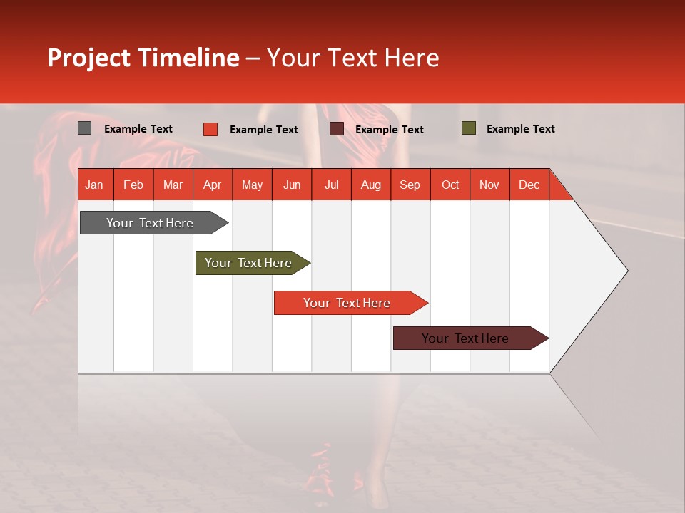 A Woman In A Red Dress Is Walking Down The Street PowerPoint Template
