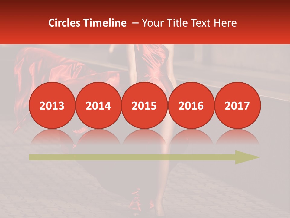A Woman In A Red Dress Is Walking Down The Street PowerPoint Template