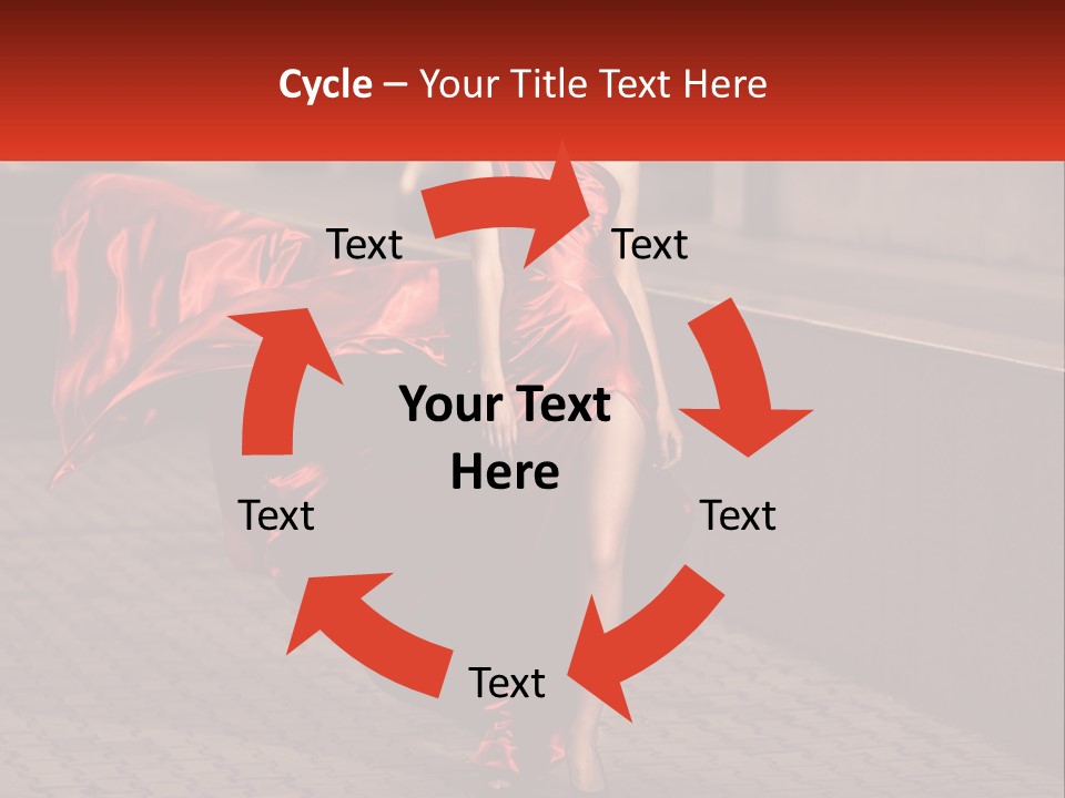 A Woman In A Red Dress Is Walking Down The Street PowerPoint Template