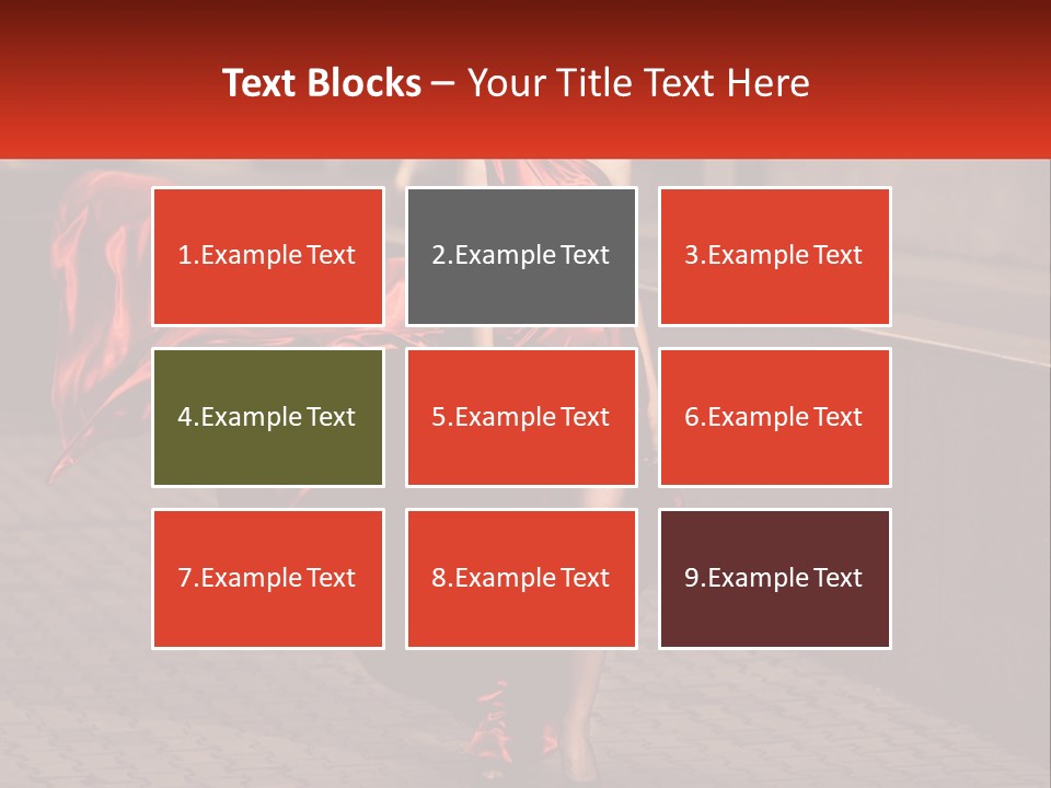 A Woman In A Red Dress Is Walking Down The Street PowerPoint Template