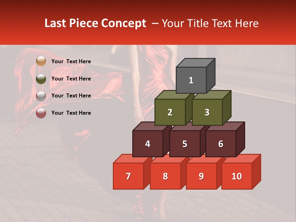 A Woman In A Red Dress Is Walking Down The Street PowerPoint Template