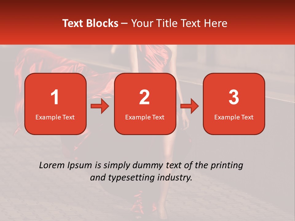 A Woman In A Red Dress Is Walking Down The Street PowerPoint Template