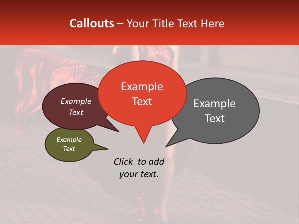 A Woman In A Red Dress Is Walking Down The Street PowerPoint Template