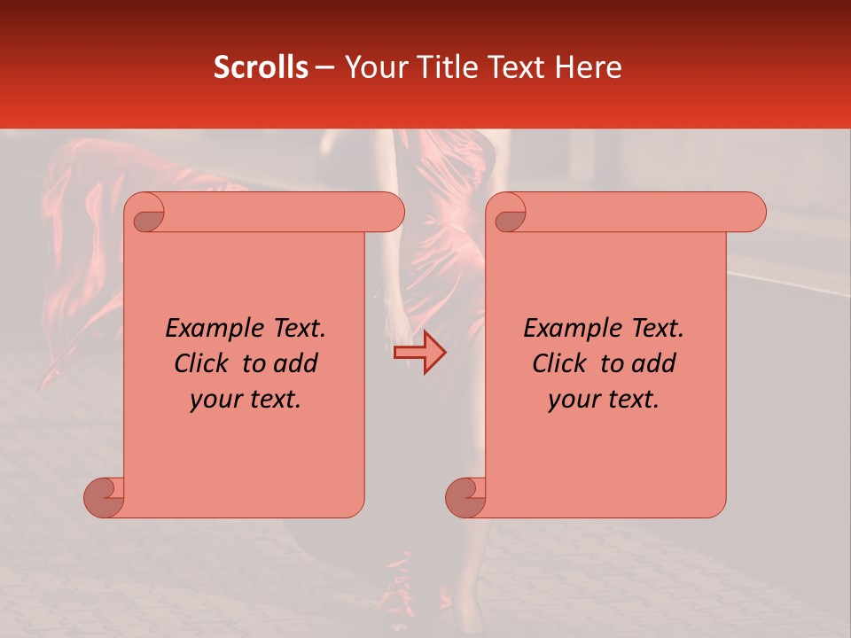 A Woman In A Red Dress Is Walking Down The Street PowerPoint Template