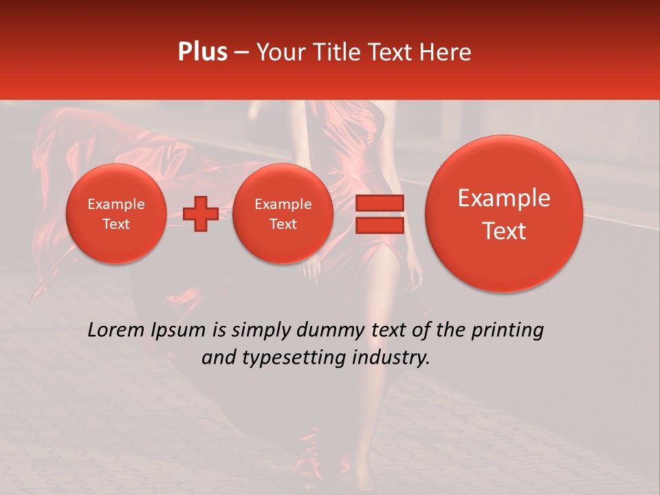 A Woman In A Red Dress Is Walking Down The Street PowerPoint Template