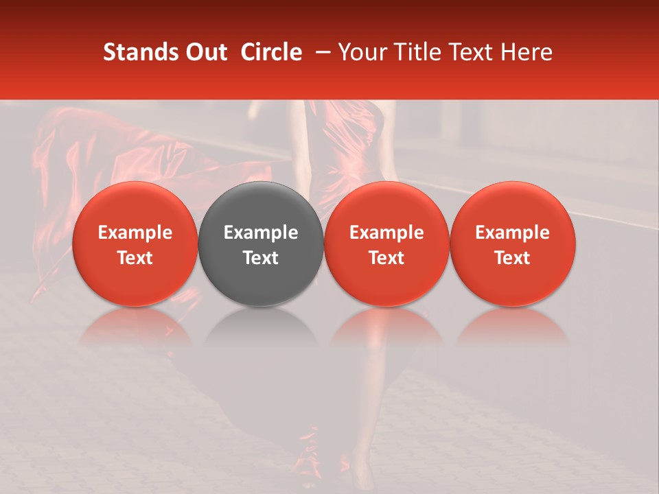 A Woman In A Red Dress Is Walking Down The Street PowerPoint Template