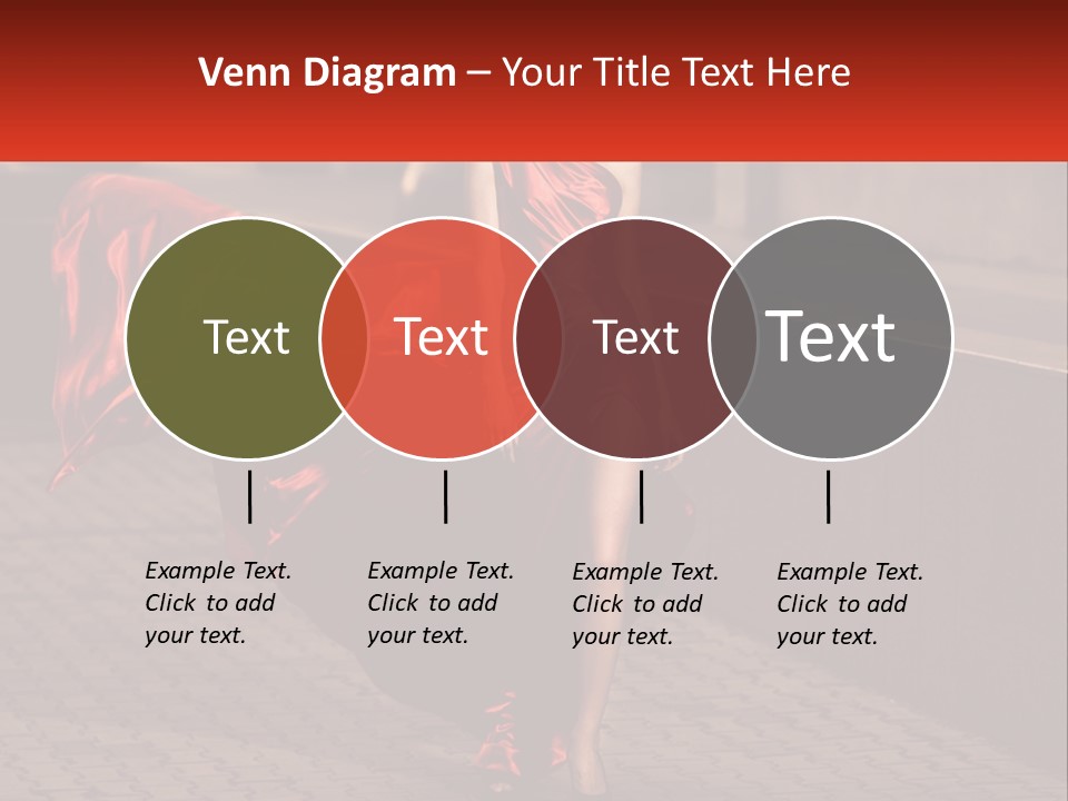 A Woman In A Red Dress Is Walking Down The Street PowerPoint Template