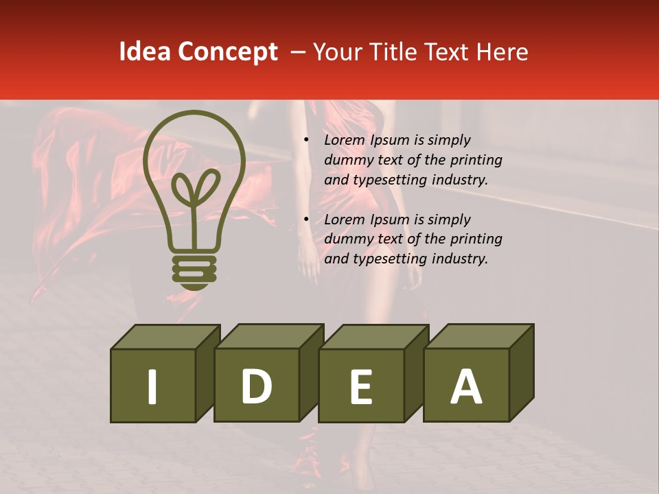 A Woman In A Red Dress Is Walking Down The Street PowerPoint Template