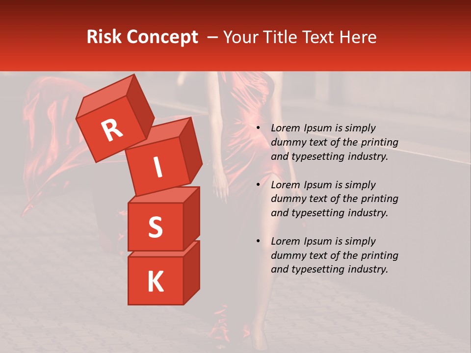 A Woman In A Red Dress Is Walking Down The Street PowerPoint Template