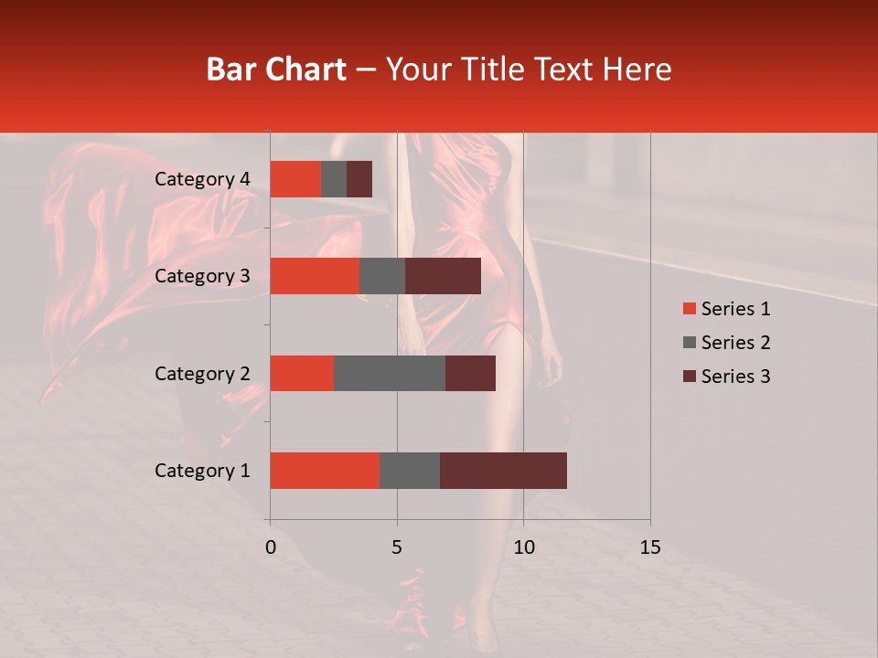 A Woman In A Red Dress Is Walking Down The Street PowerPoint Template