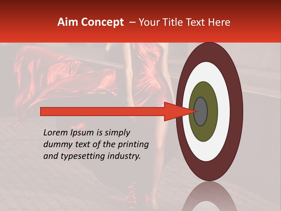 A Woman In A Red Dress Is Walking Down The Street PowerPoint Template