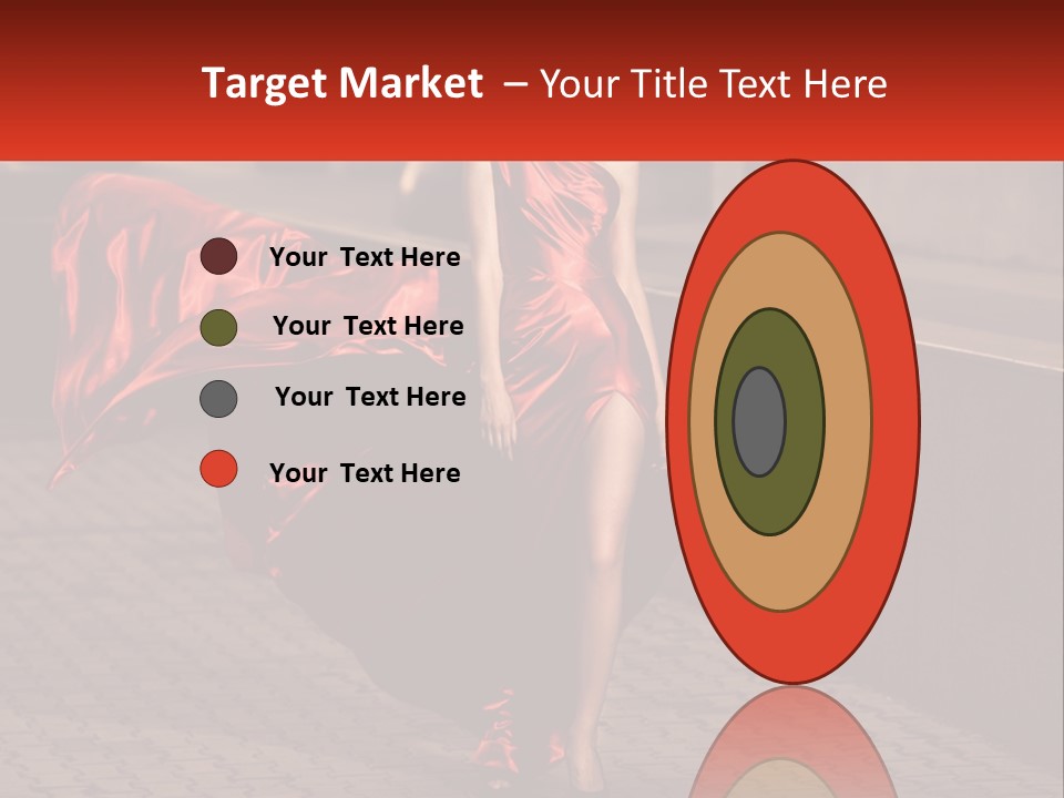 A Woman In A Red Dress Is Walking Down The Street PowerPoint Template