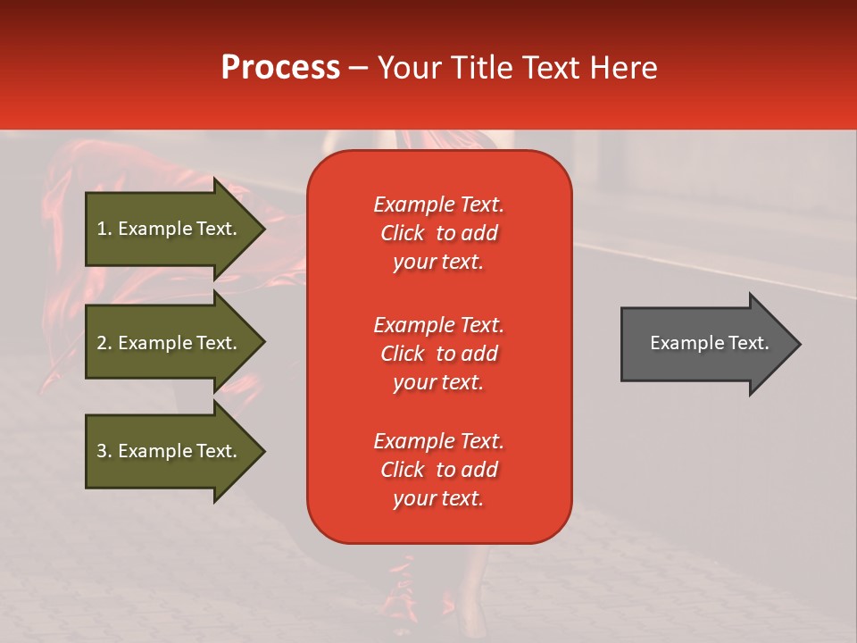 A Woman In A Red Dress Is Walking Down The Street PowerPoint Template