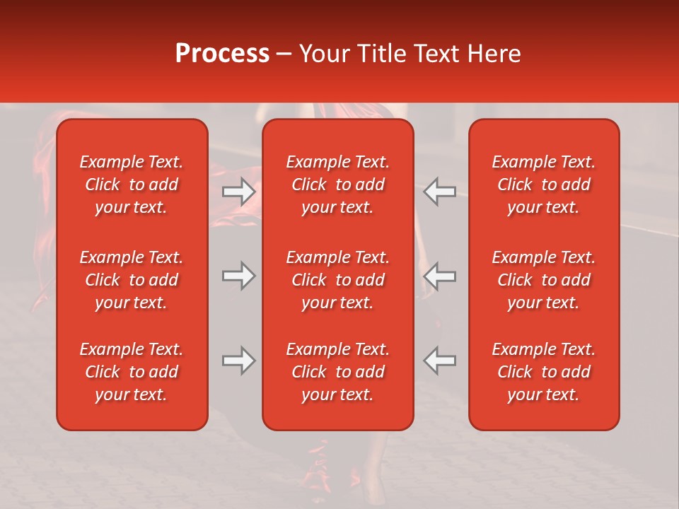 A Woman In A Red Dress Is Walking Down The Street PowerPoint Template