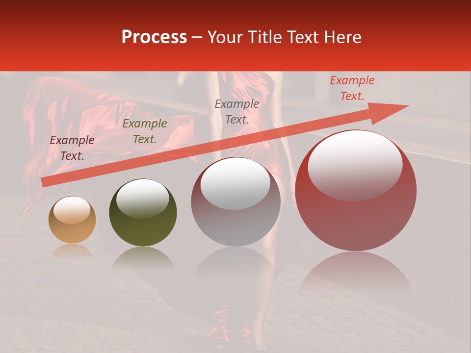 A Woman In A Red Dress Is Walking Down The Street PowerPoint Template