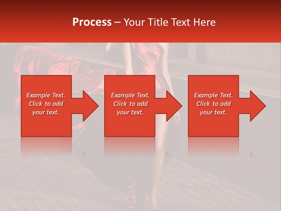 A Woman In A Red Dress Is Walking Down The Street PowerPoint Template