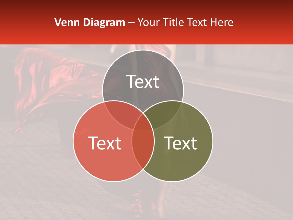 A Woman In A Red Dress Is Walking Down The Street PowerPoint Template