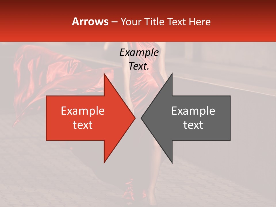 A Woman In A Red Dress Is Walking Down The Street PowerPoint Template