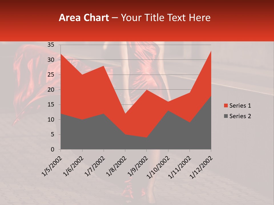 A Woman In A Red Dress Is Walking Down The Street PowerPoint Template