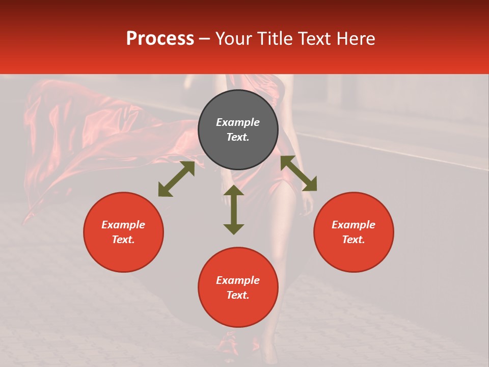 A Woman In A Red Dress Is Walking Down The Street PowerPoint Template