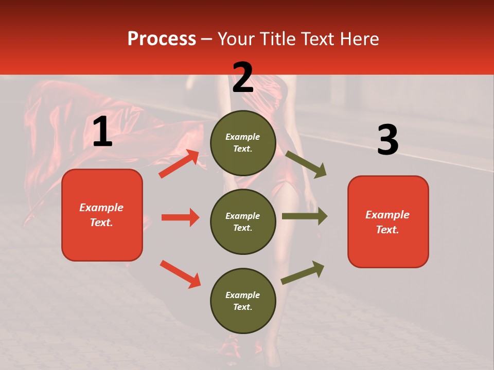 A Woman In A Red Dress Is Walking Down The Street PowerPoint Template