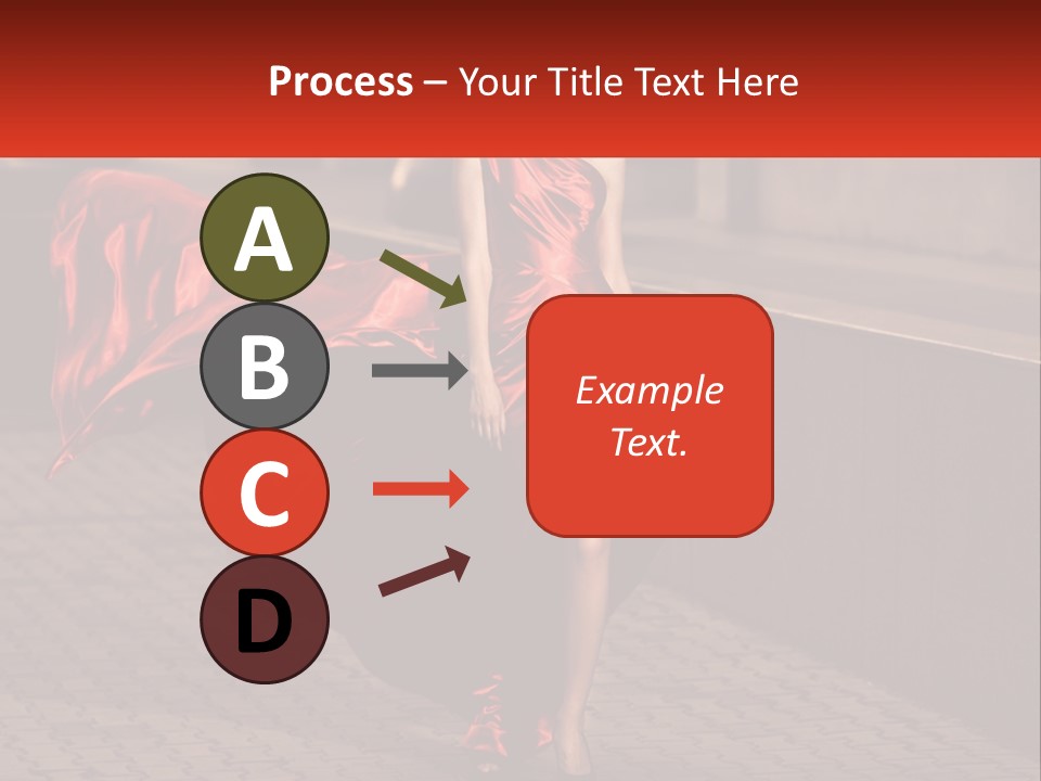 A Woman In A Red Dress Is Walking Down The Street PowerPoint Template