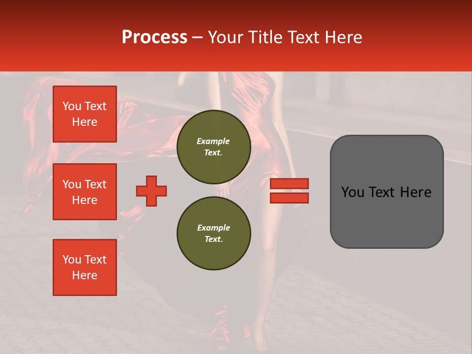 A Woman In A Red Dress Is Walking Down The Street PowerPoint Template