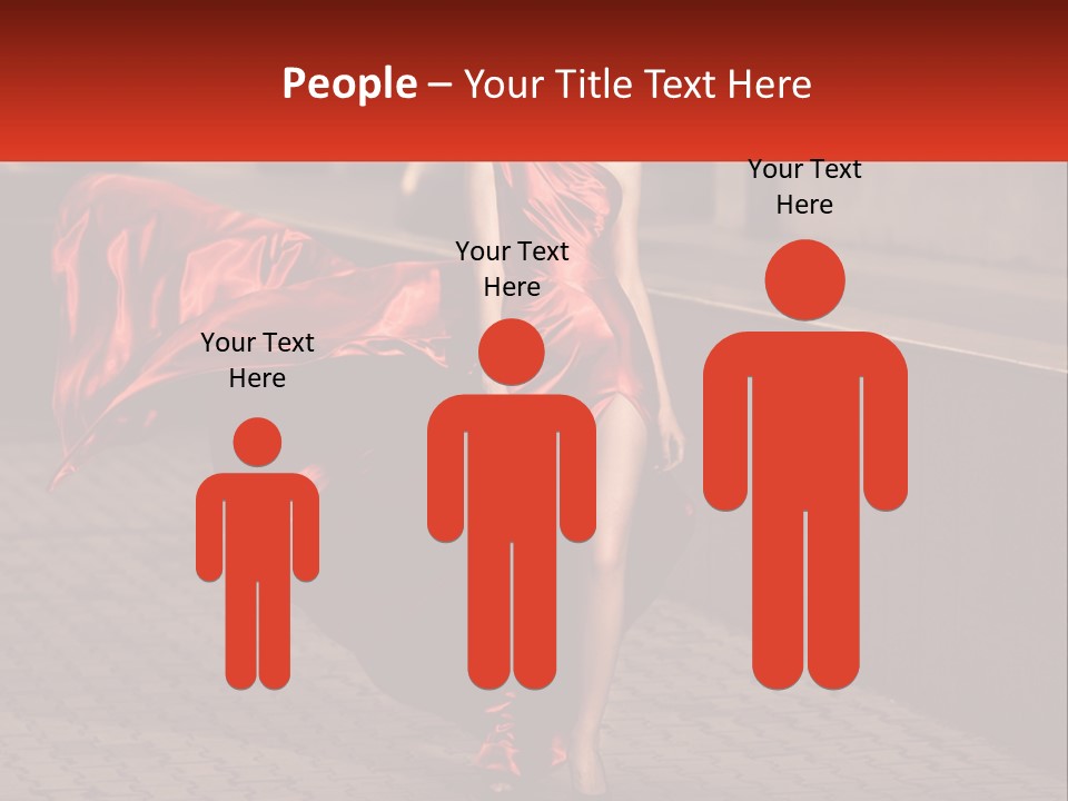 A Woman In A Red Dress Is Walking Down The Street PowerPoint Template