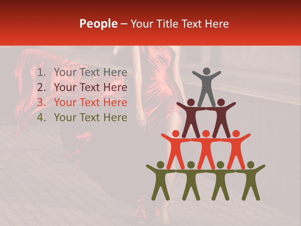 A Woman In A Red Dress Is Walking Down The Street PowerPoint Template