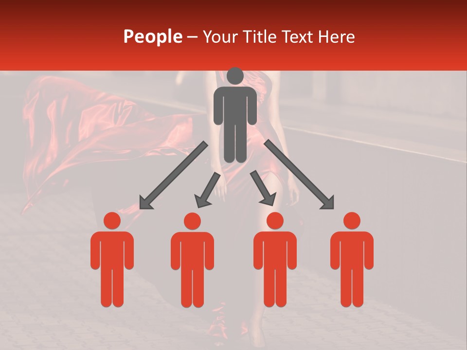 A Woman In A Red Dress Is Walking Down The Street PowerPoint Template