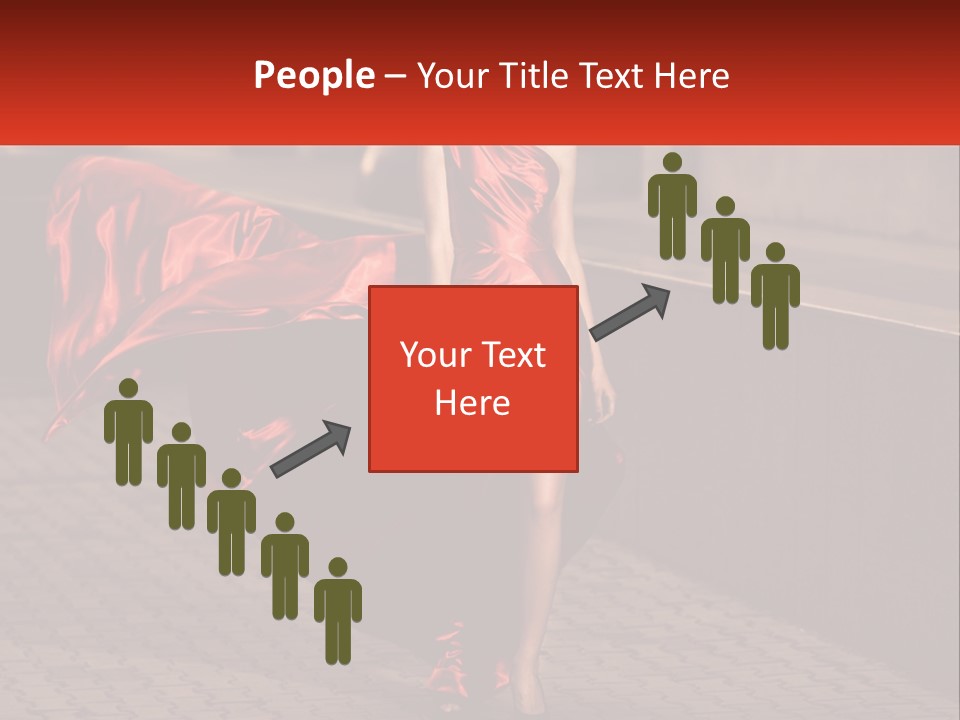 A Woman In A Red Dress Is Walking Down The Street PowerPoint Template