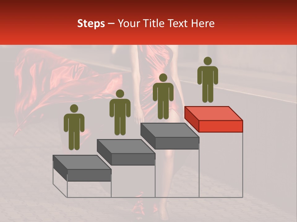 A Woman In A Red Dress Is Walking Down The Street PowerPoint Template
