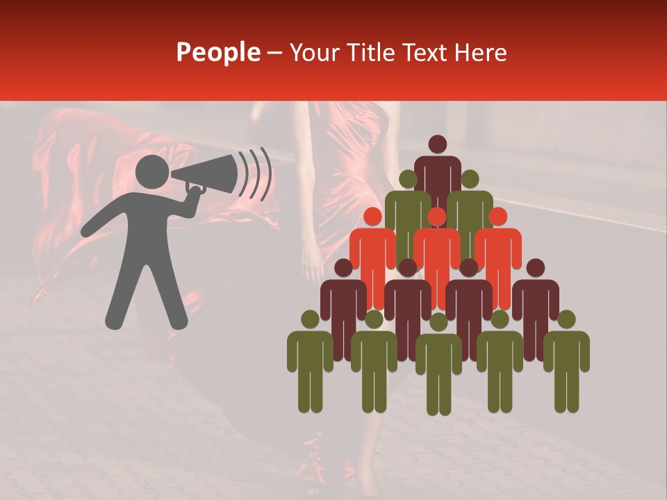 A Woman In A Red Dress Is Walking Down The Street PowerPoint Template