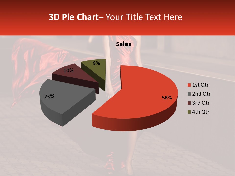 A Woman In A Red Dress Is Walking Down The Street PowerPoint Template