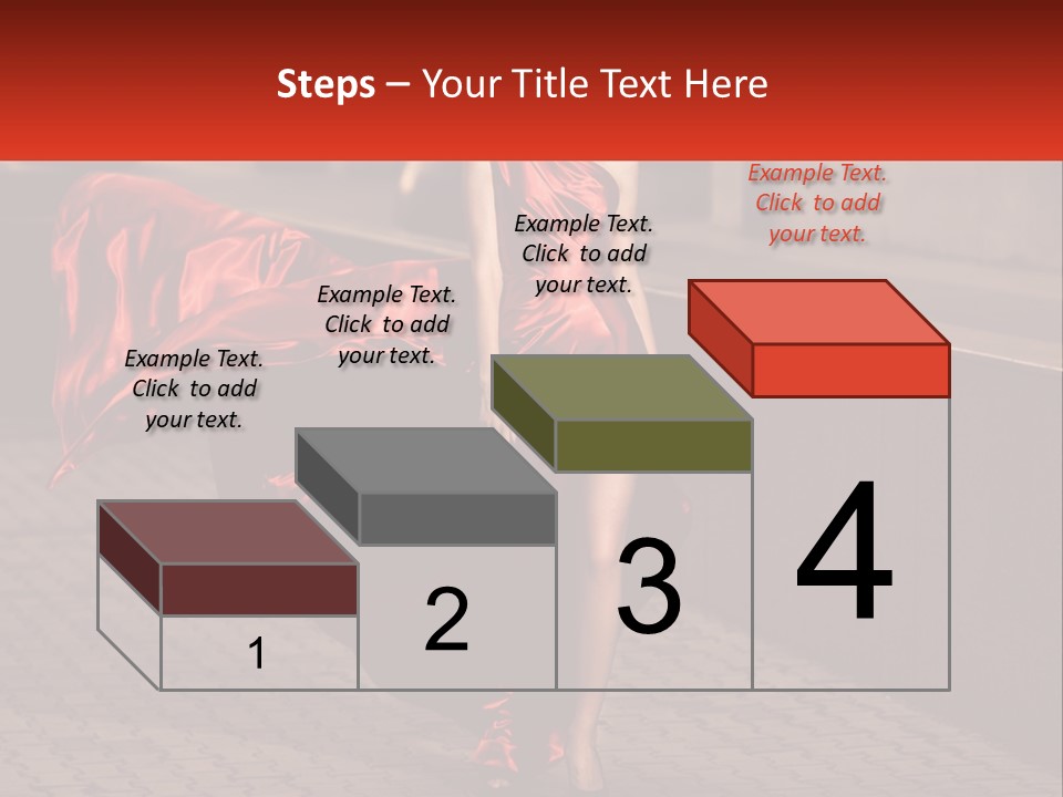 A Woman In A Red Dress Is Walking Down The Street PowerPoint Template