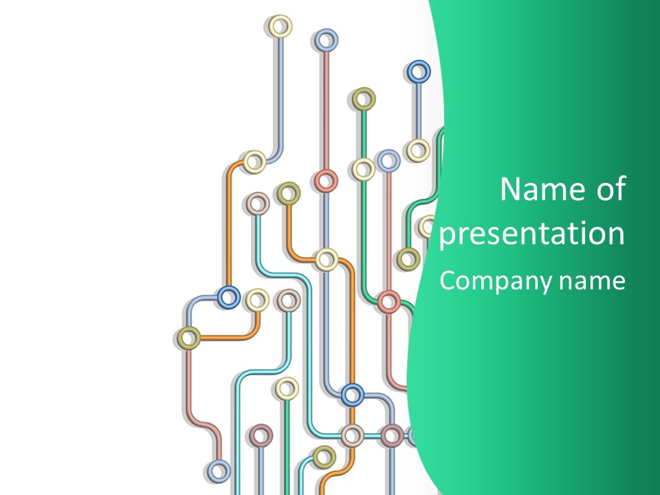 A Green And White Powerpoint Presentation With Colorful Lines PowerPoint Template