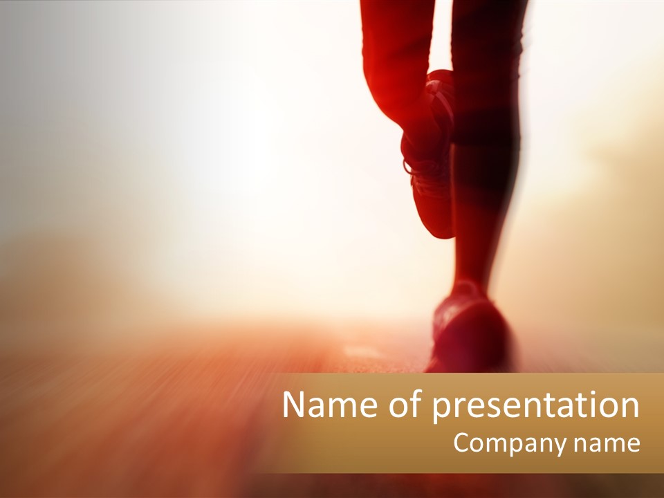 A Person Walking On A Wooden Floor With A Blurry Background PowerPoint Template