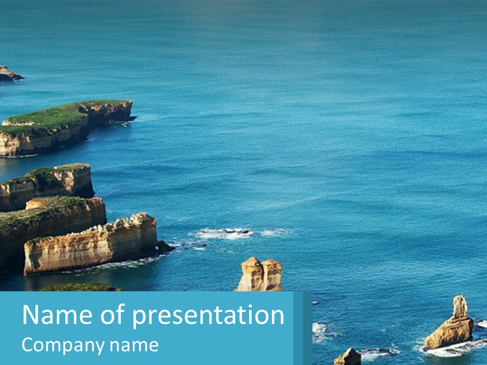 A Large Body Of Water Surrounded By Rocks PowerPoint Template