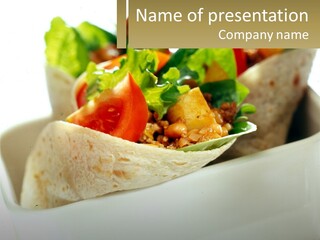 A Taco With Lettuce, Tomatoes, And Other Toppings PowerPoint Template