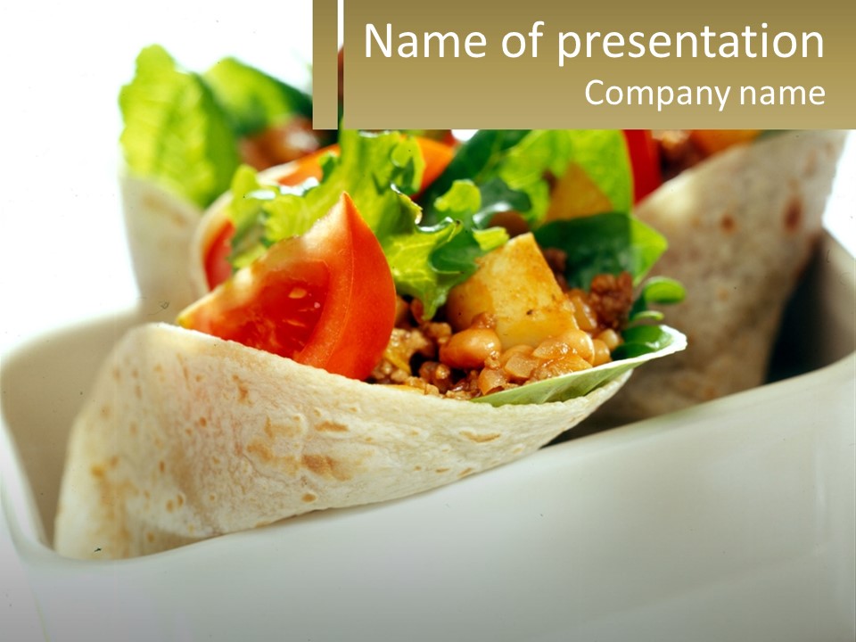A Taco With Lettuce, Tomatoes, And Other Toppings PowerPoint Template