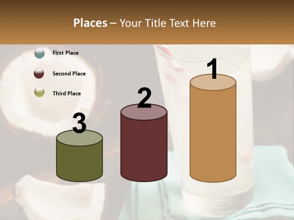 A Glass Of Water Next To Some Coconuts On A Table PowerPoint Template