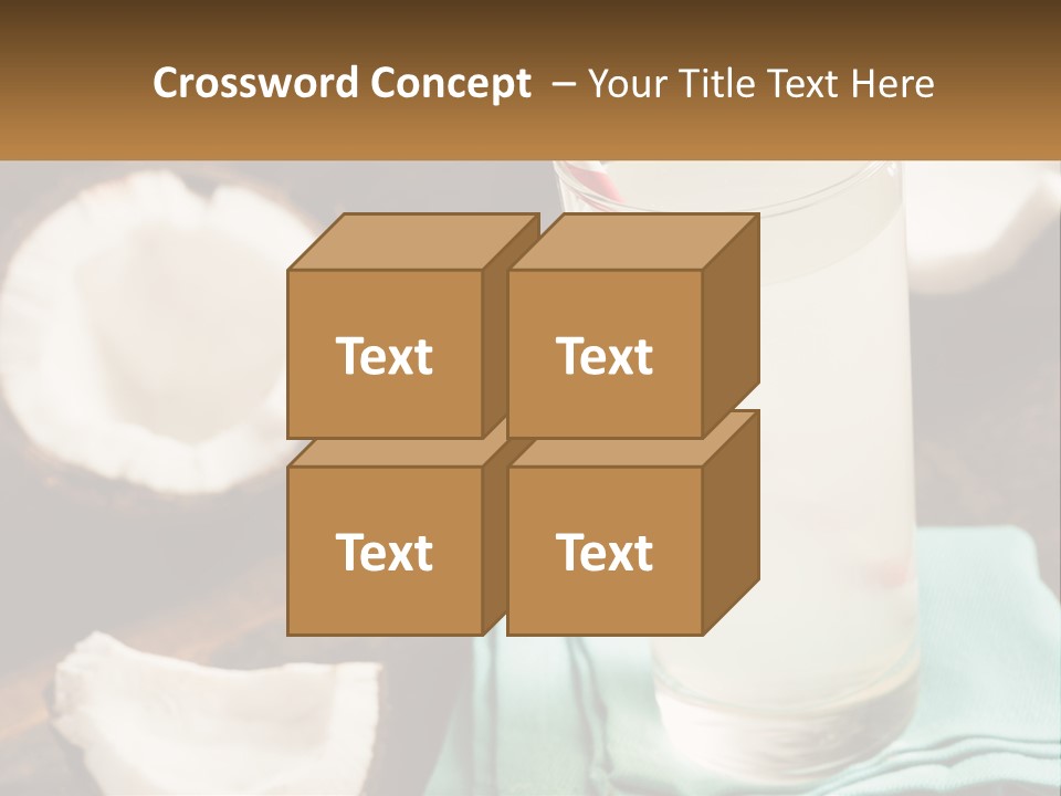 A Glass Of Water Next To Some Coconuts On A Table PowerPoint Template